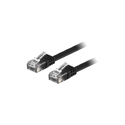 Deltaco U/UTP Cat6 patch cable, flat, 5m, 250MHz, black