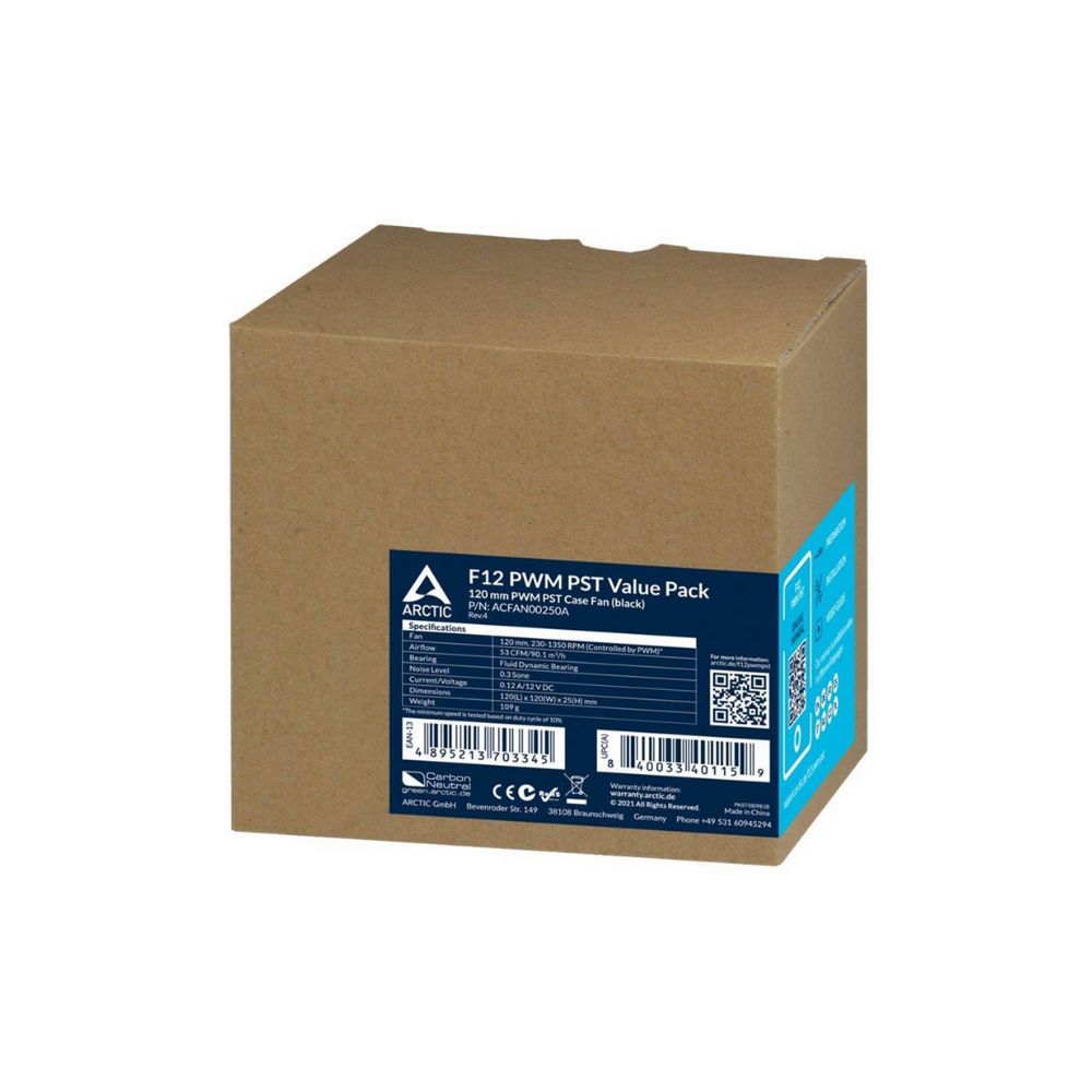 Arctic F12 PWM PST 5-pack Svart 120mm