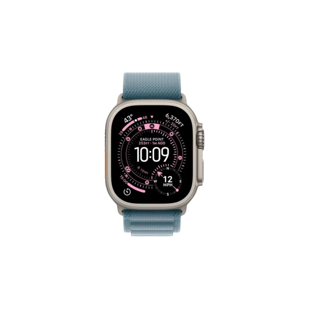 Apple Watch Ultra 3 GPS + Cellular 49mm Naturlig Titan Light Blue Bergsloop Medium