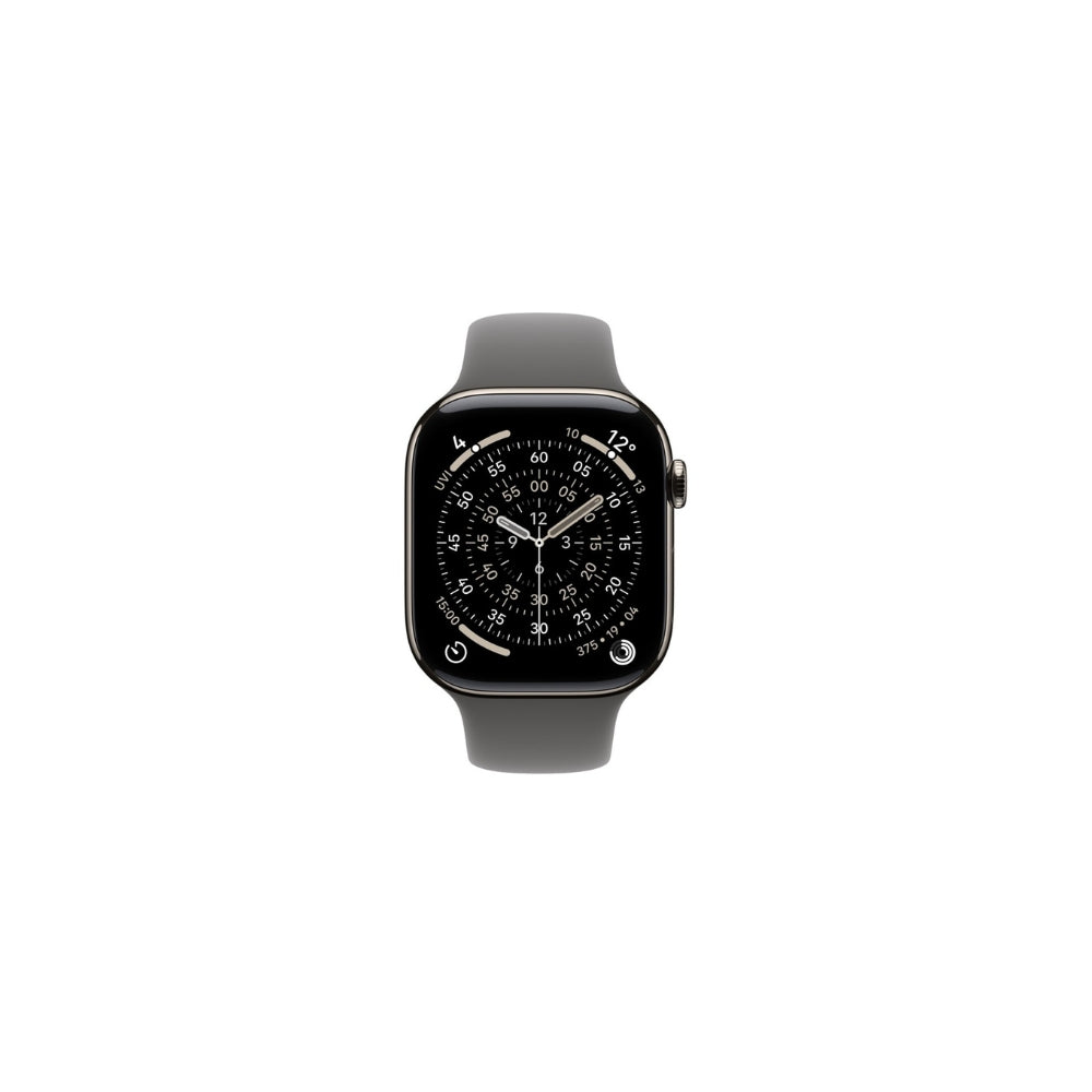 Apple Watch Series 11 GPS + Cellular 42mm Naturlig Titan Stengrå Sportband S/M