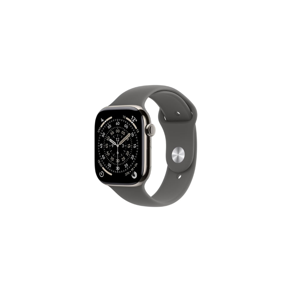 Apple Watch Series 11 GPS + Cellular 46mm Naturlig Titan Stengrå Sportband M/L