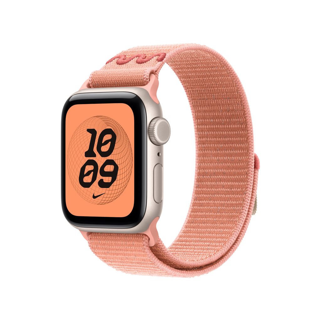 Apple Nike Sport Loop 40 mm Alpenglow Pink – monterat på Apple Watch (klocka ingår inte)