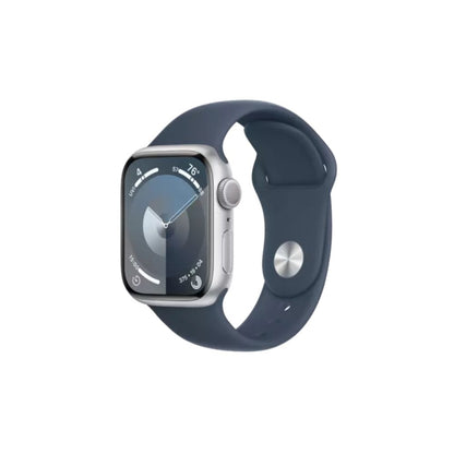 Apple Watch Series 9 - GPS - 41mm - Silver aluminiumboett - Stormblå Sportband M/L