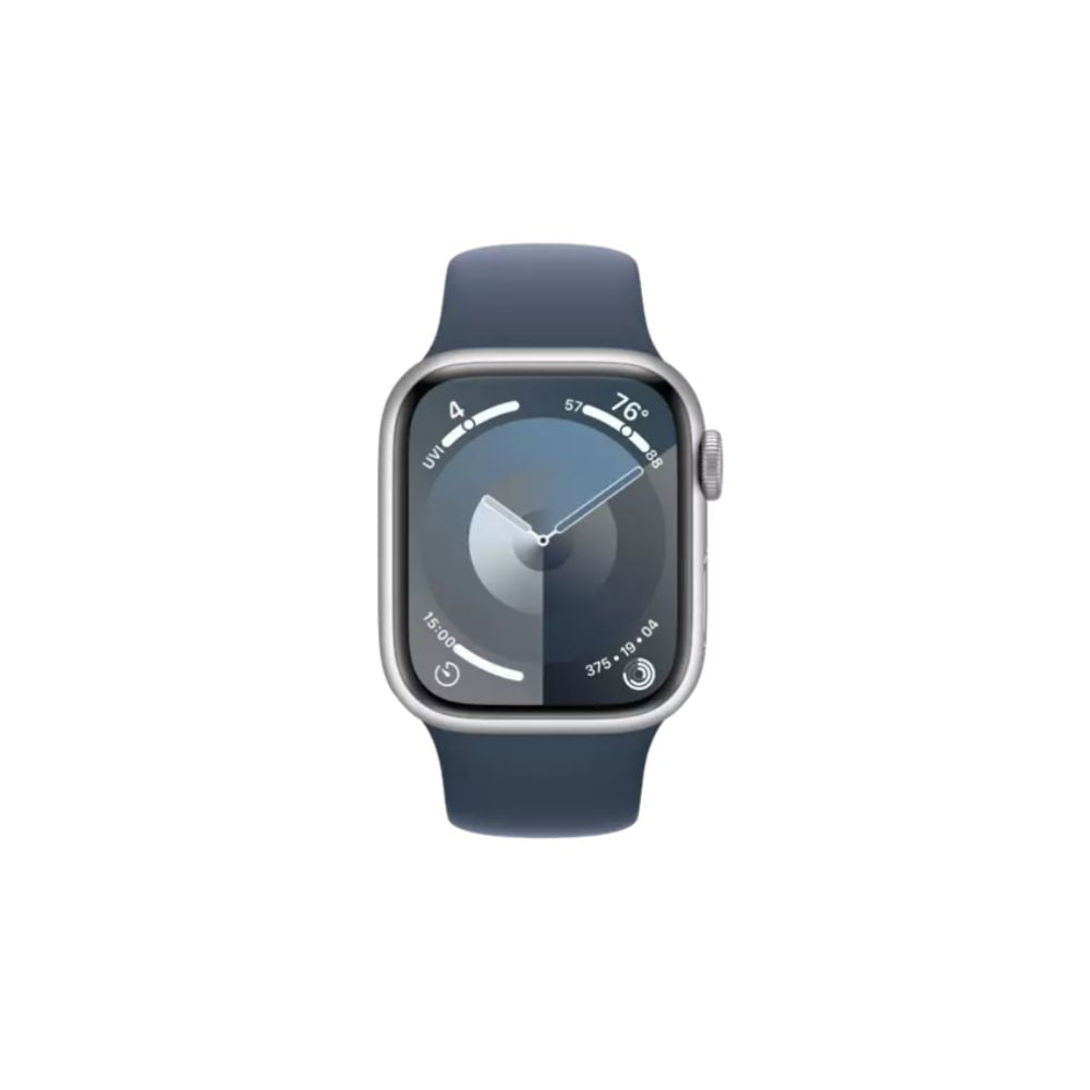 Apple Watch Series 9 - GPS - 41mm - Silver aluminiumboett - Stormblå Sportband M/L