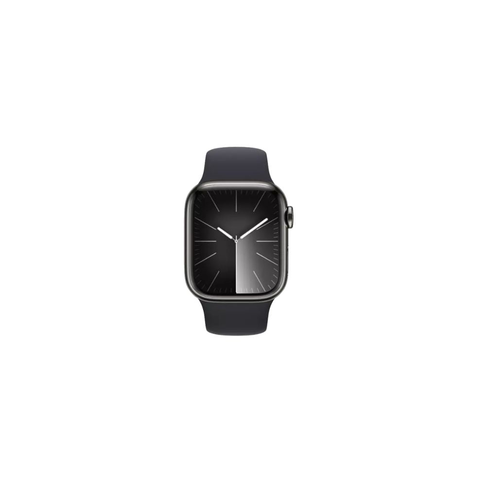 Apple Watch Series 9 - GPS + Cellular - 41mm - Grafit Rostfri Stålboett - Midnatt Sportband M/L