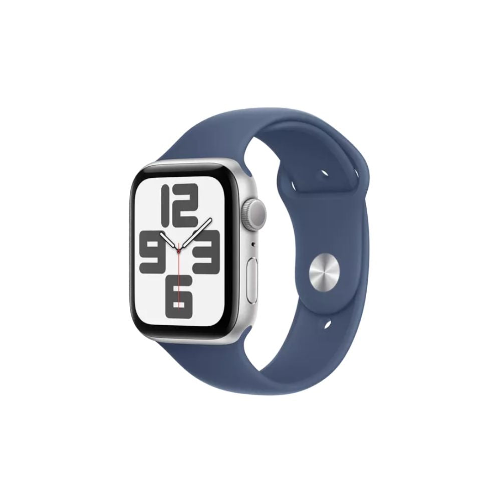 Apple Watch SE - GPS - 44mm - Silver Aluminiumboett - Denim Sportband S/M