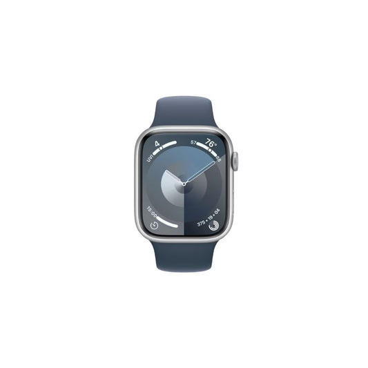 Apple Watch Series 9 - GPS - 45mm - Silver Aluminiumboett - Stormblå Sportband S/M