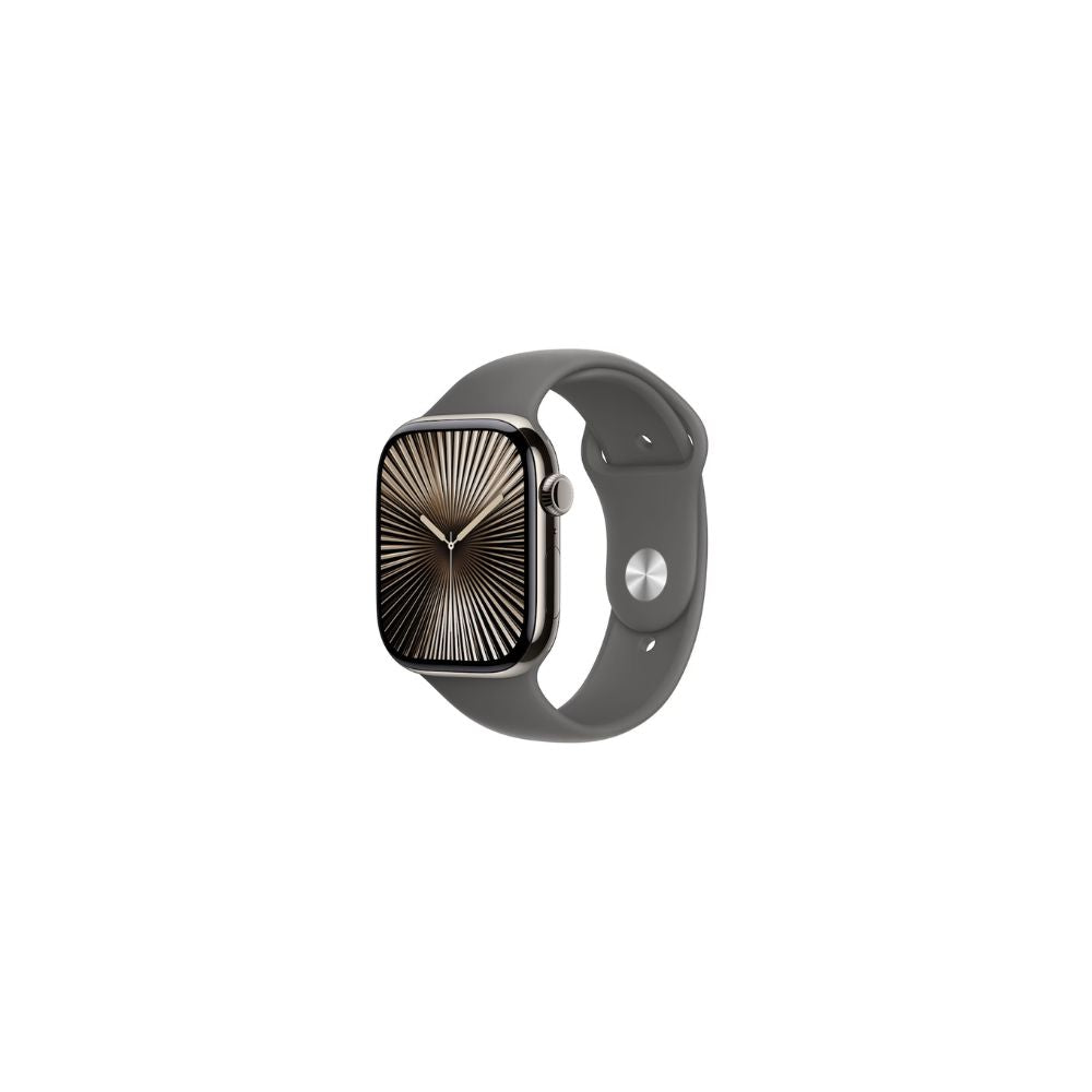 Apple Watch Series 10 - GPS + Cellular - 46mm - Naturlig Titanboett - Granitgrå Sportband S/M