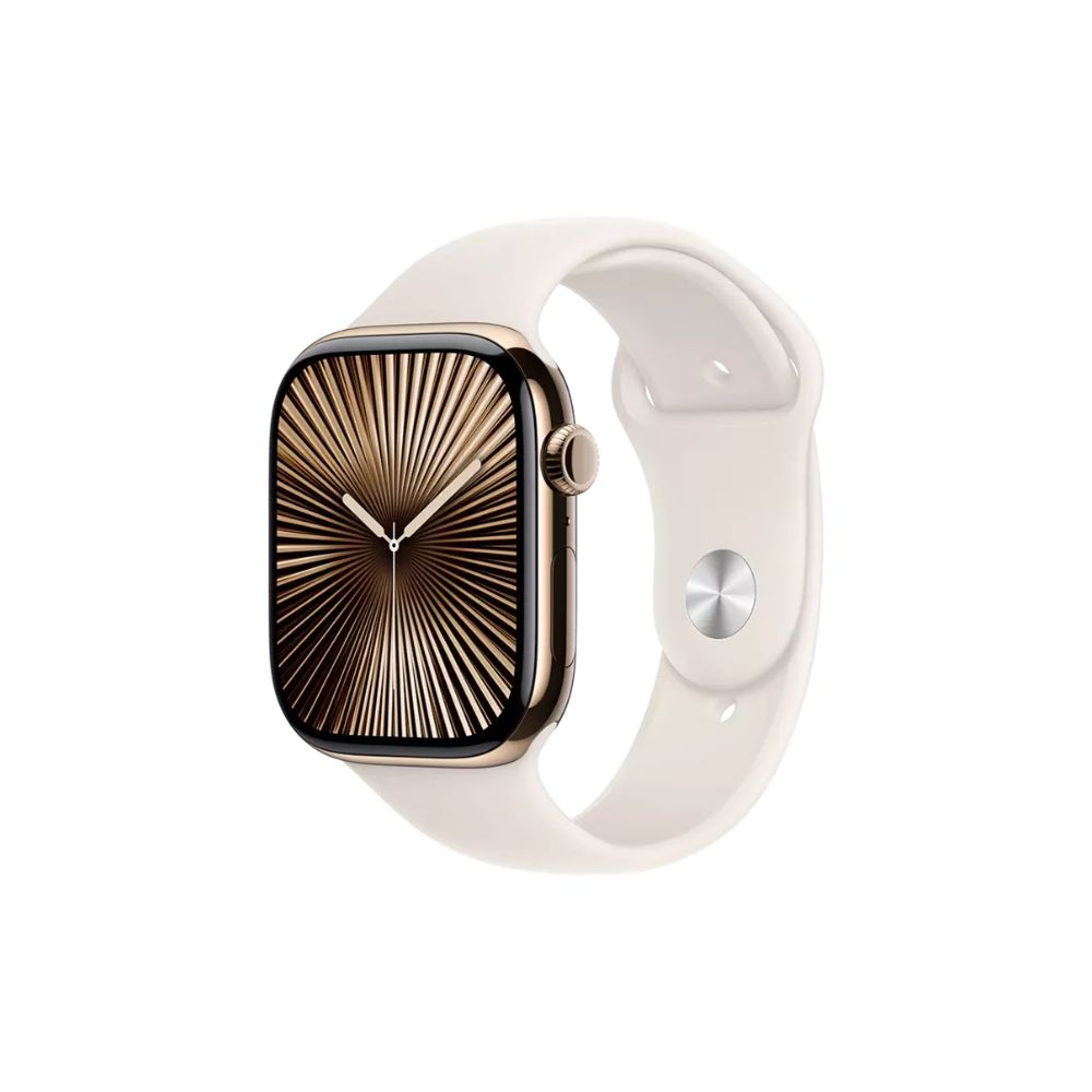 Apple Watch Series 10 - GPS + Cellular - 46mm - Guld Titanboett - Stjärnglans Sportband M/L