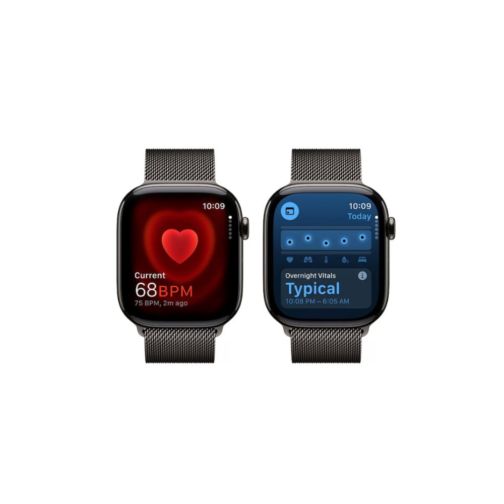 Apple Watch Series 10 - GPS + Cellular - 46mm - Skiffer Titanboett - Skiffer Milanesisk Loop S/M