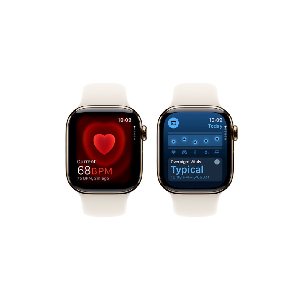 Apple Watch Series 10 - GPS + Cellular - 42mm - Guld Titanboett - Stjärnglans Sportband S/M