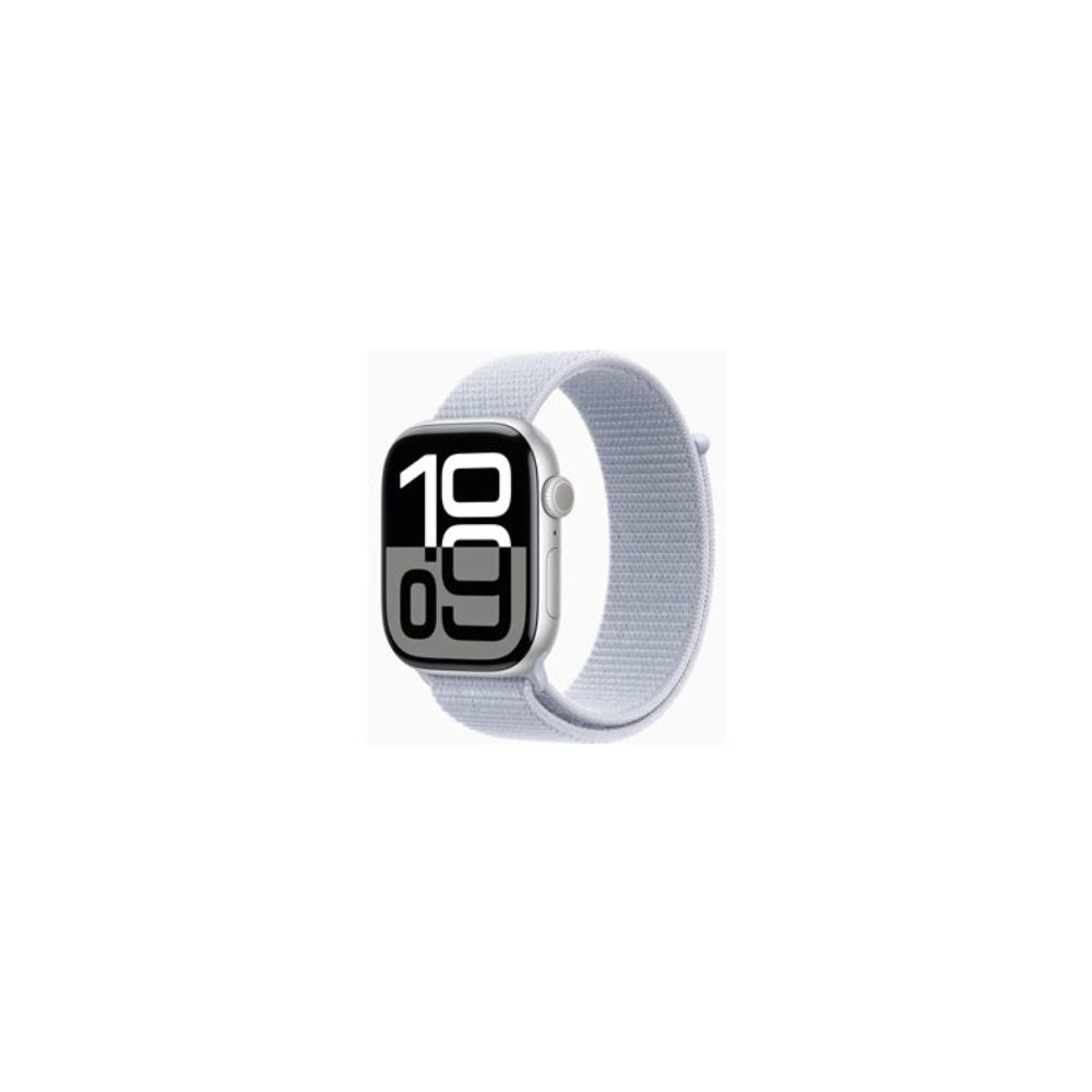 Apple Watch Series 10 - GPS + Cellular - 46mm - Silver Aluminiumboett - Dimblå Sportloop