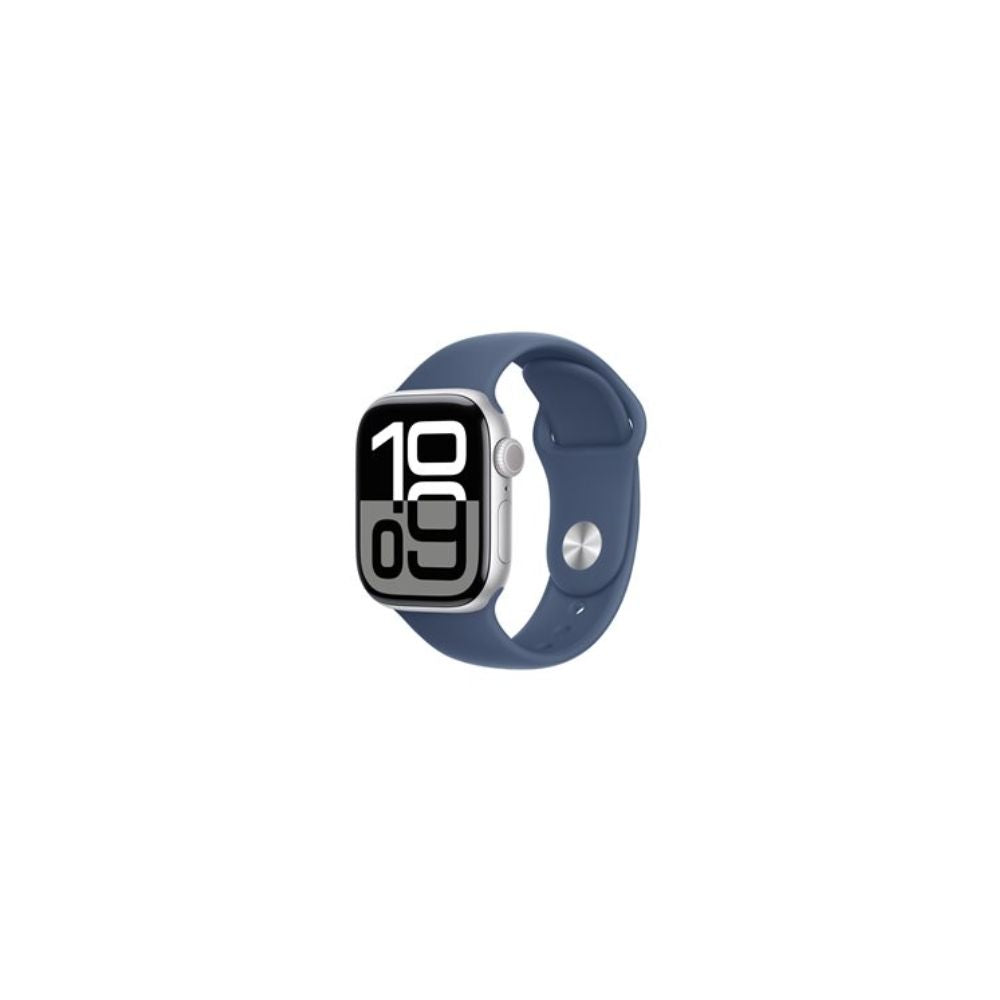 Apple Watch Series 10 - GPS - 46mm - Silver Aluminiumboett - Denim Sportband M/L