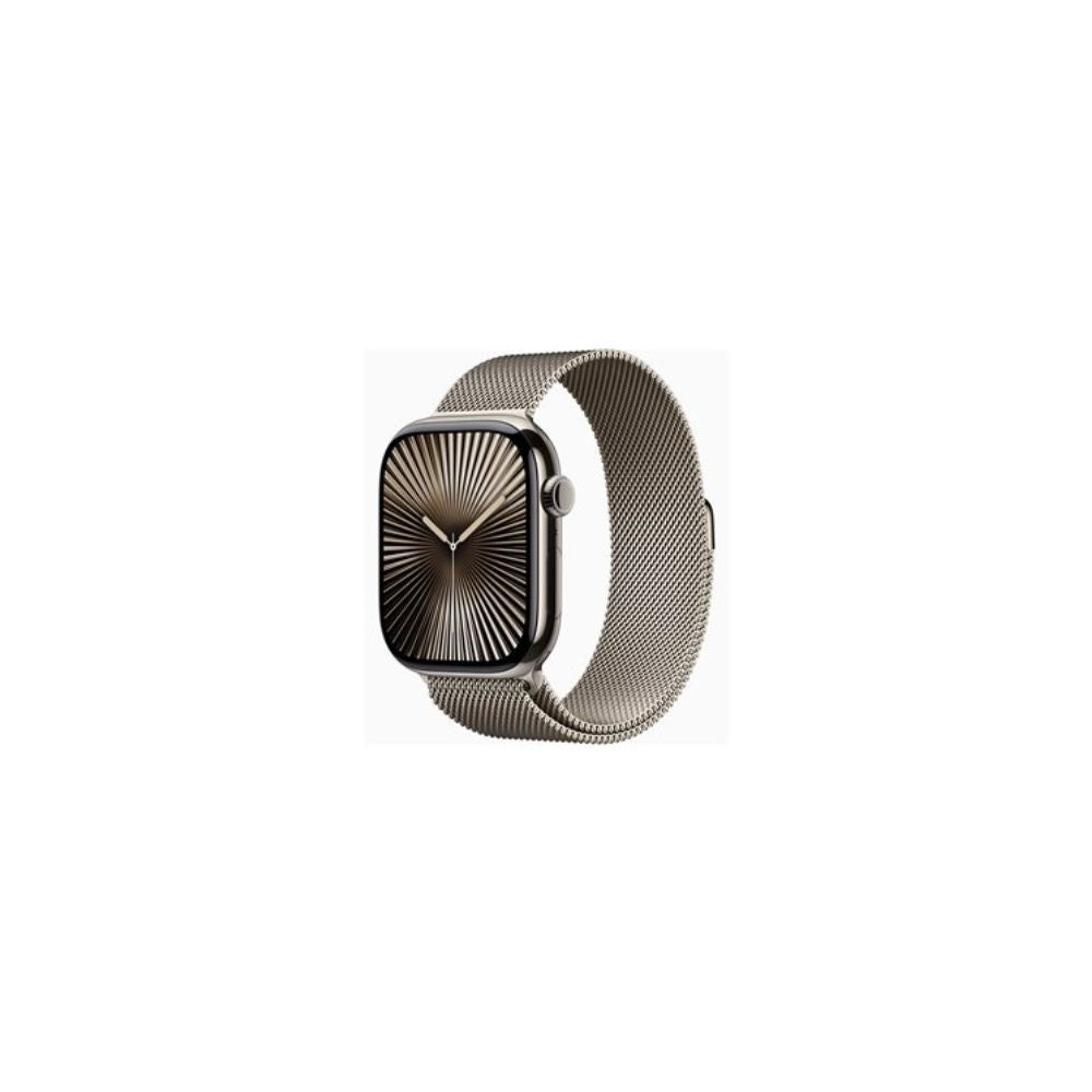 Apple Watch Series 10 - GPS + Cellular - 46mm - Naturlig Titanboett - Naturlig Milanesisk Loop S/M