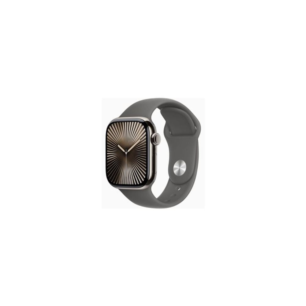 Apple Watch Series 10 - GPS + Cellular - 42mm - Naturlig Titanboett - Granitgrå Sportband M/L