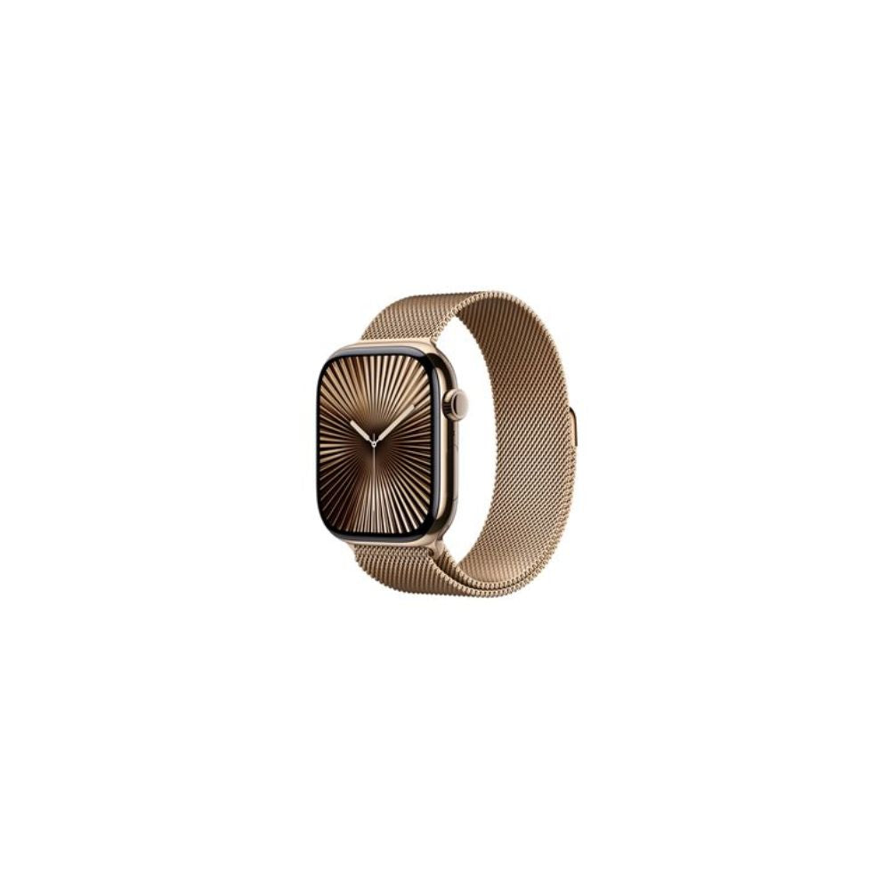 Apple Watch Series 10 - GPS + Cellular - 46mm - Guld Titanboett - Guld Milanesisk Loop M/L