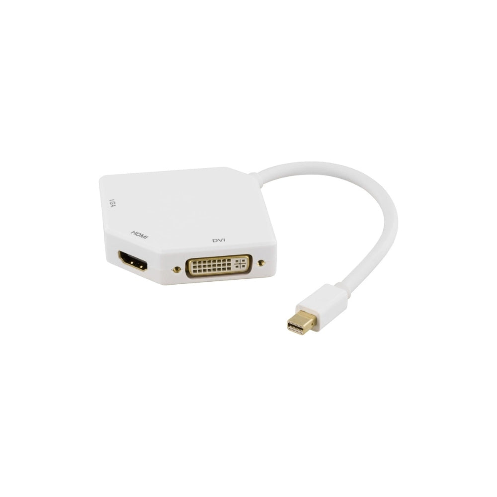 Deltaco Mini DP-adapter HDMI/DVI/I/VGA 1080p (Vit, 15 cm)