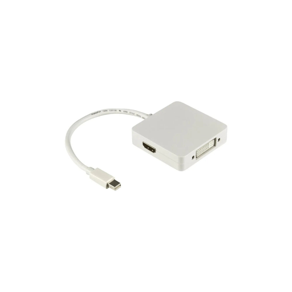 Deltaco Mini DP till DP DVI I HDMI adapter (Vit, 0,2 m)
