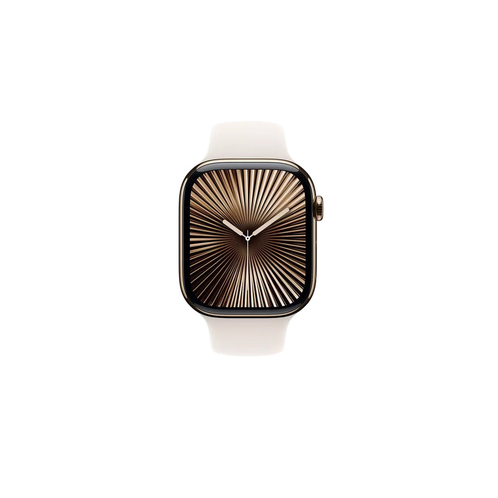 Apple Watch Series 10 - GPS + Cellular - 42mm - Guld Titanboett - Stjärnglans Sportband S/M