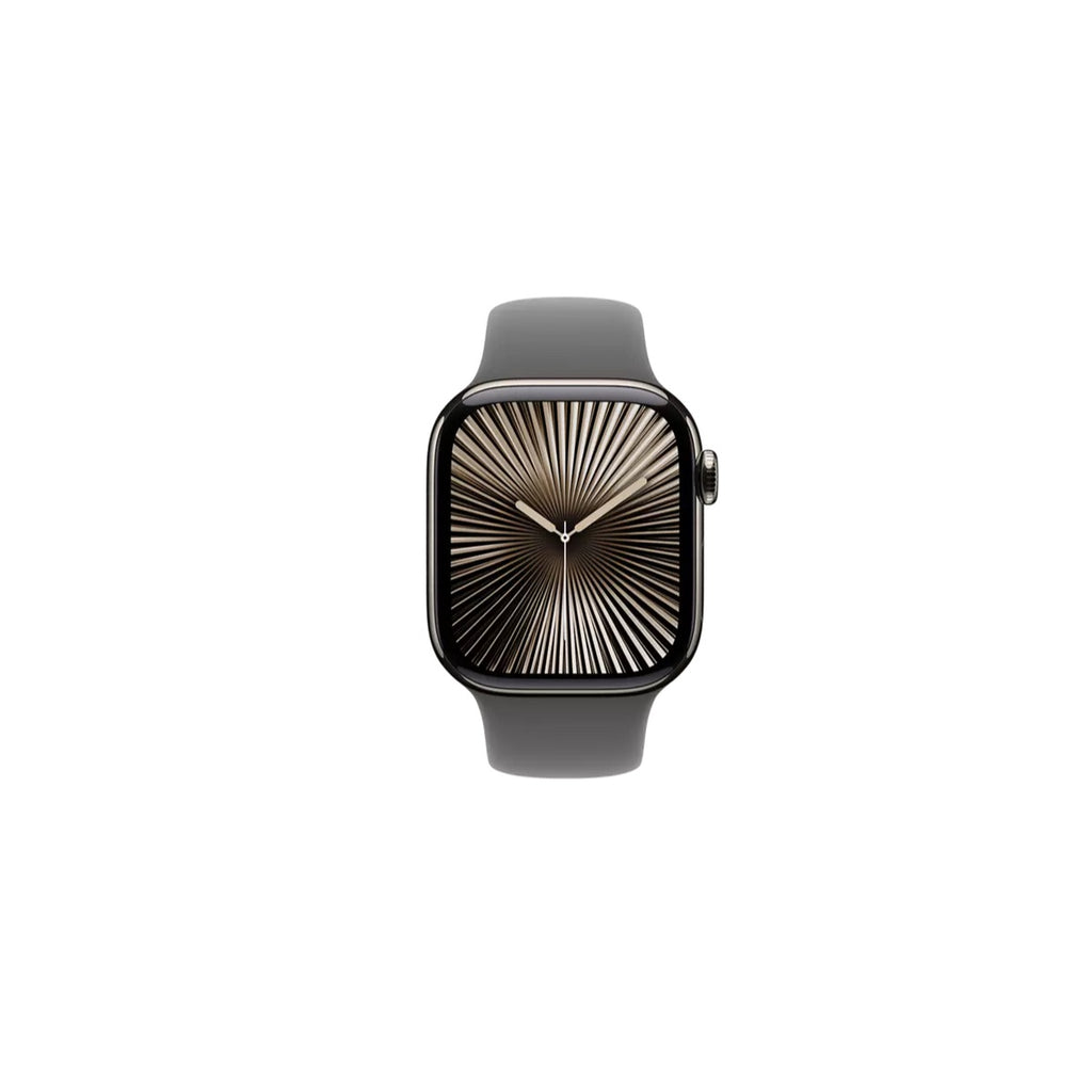 Apple Watch Series 10 - GPS + Cellular - 46mm - Naturlig Titanboett - Granitgrå Sportband M/L
