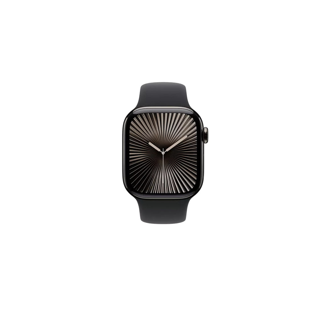 Apple Watch Series 10 - GPS + Cellular - 46mm - Skiffer Titanboett - Svart Sportband M/L