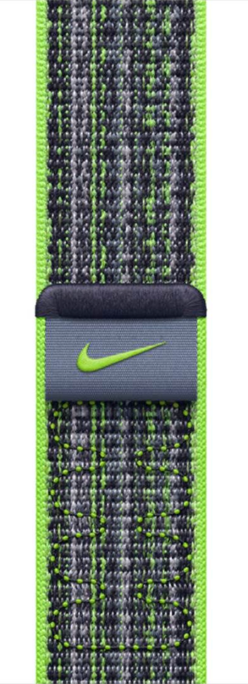 Apple Smartwatch Band - One Size - Hook & Loop Attachment - Bright Green, Blue - Woven Nylon, Nylon