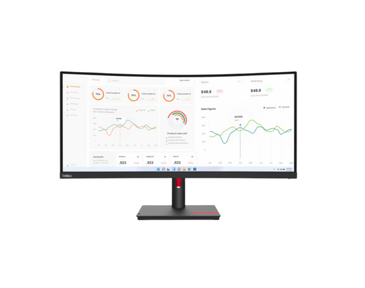 Lenovo ThinkVision T34w-30 34" - böjd - ultrawide - 3440x1440 - VA - 21:9 - 60Hz