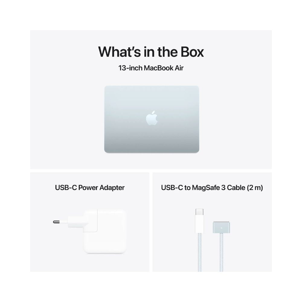 MacBook Air - 13,6" - M4 - 10-kärnig CPU & 10-kärnig GPU - 16GB RAM - 2TB SSD - Himmelsblå - 35W - US Keyboard