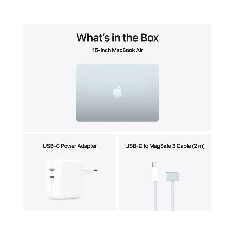 MacBook Air - 15,3" - M4 - 10-kärnig CPU & 10-kärnig GPU - 32GB RAM - 2TB SSD - Himmelsblå - 70W - US Keyboard
