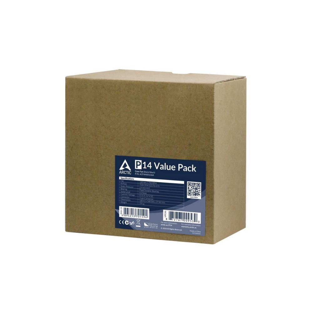 Arctic P14 5-pack Svart 140mm