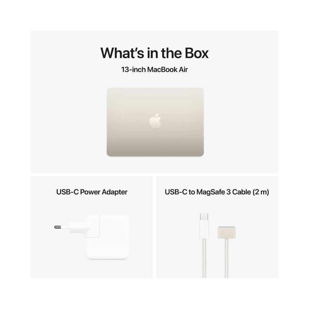 MacBook Air - 13,6" - M4 - 10-kärnig CPU & 8-kärnig GPU - 16GB RAM - 256GB SSD - Stjärnglans - 35W - US Keyboard