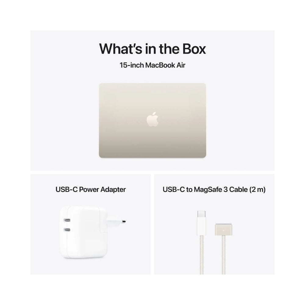 MacBook Air - 15,3" - M4 - 10-kärnig CPU & 10-kärnig GPU - 32GB RAM - 2TB SSD - Stjärnglans - 35W - US Keyboard